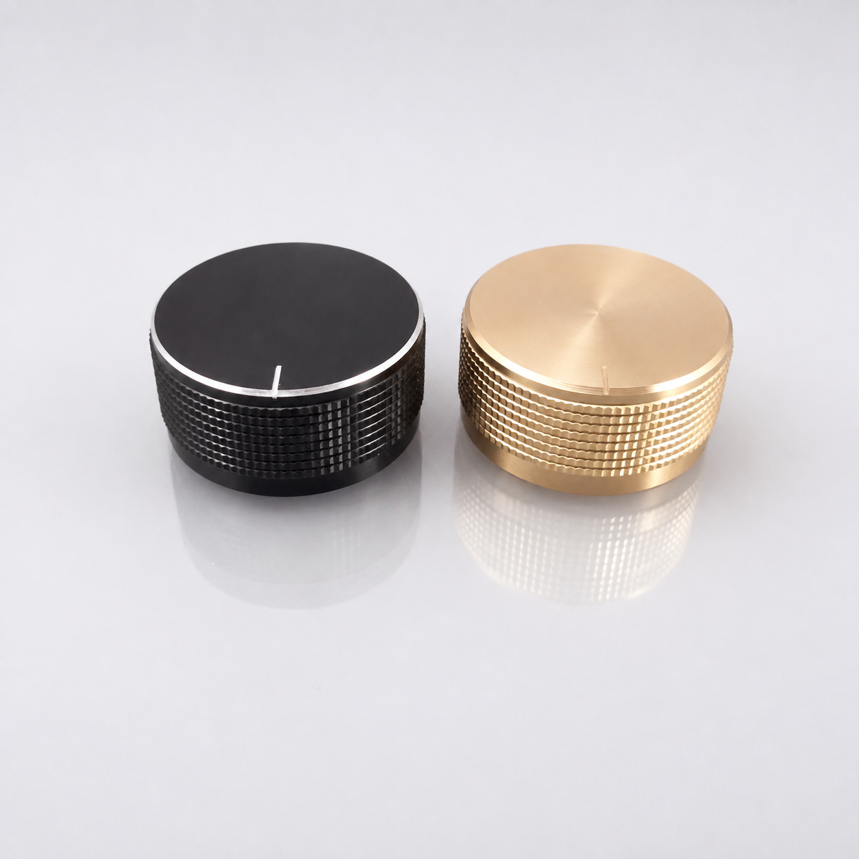 Knurled control knobs